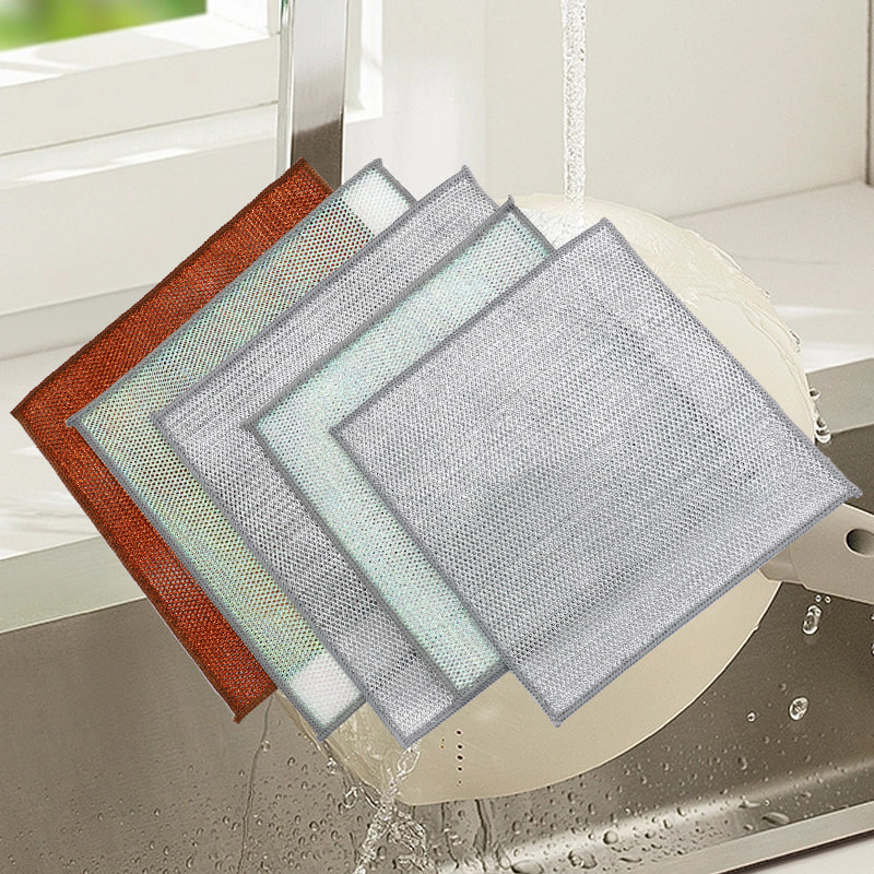 Pronssivärinen puhdistusliina Kaksipuolinen hopeanvärinen tiskirätti